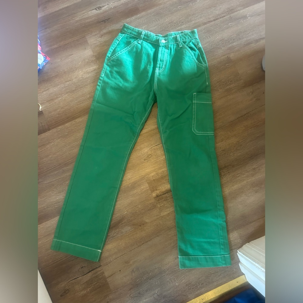 Green Straight-Leg Cargo Pants